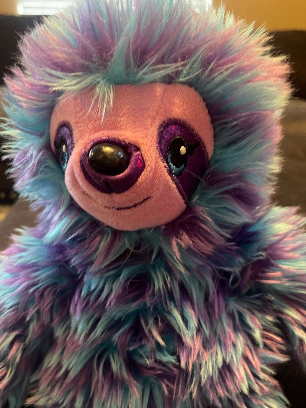 Build-A-Bear Workshop Purple Blue Fluffy Stripe Sloth Plush Stuffed Animal 14"